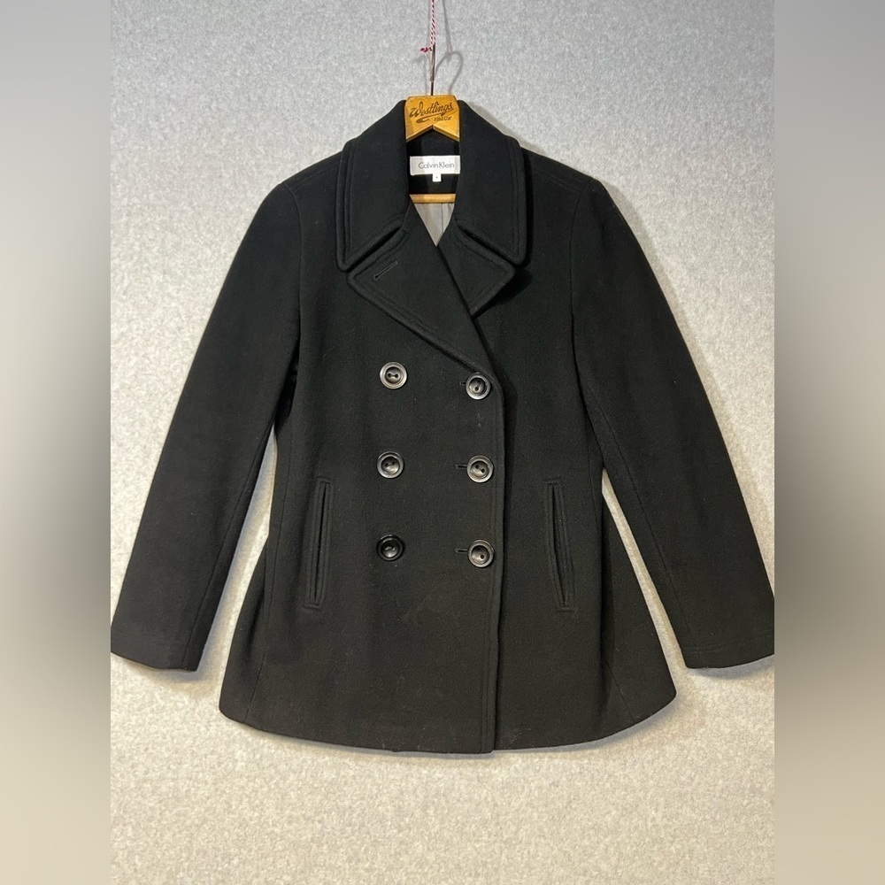 Calvin Klein Coat Women’s 8 Wool  Cashmere Blend Black Jacket Girl Boss
